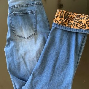 Boutique Denim Leopard patches jeans